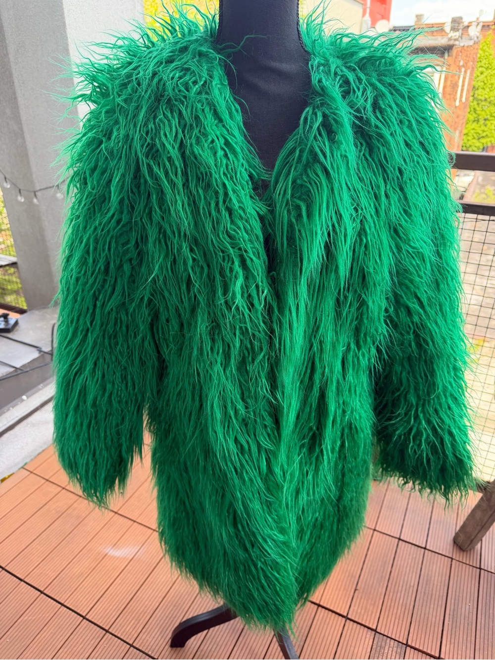 ASOS Vibrant Green Faux Fur Teddy Jacket